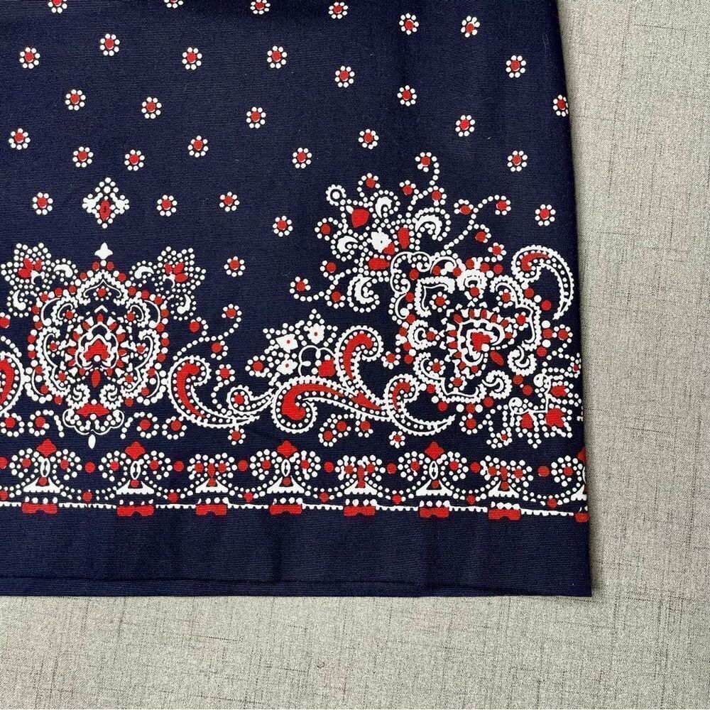 Talbots Navy Blue, Red & White Nautical Paisley Floral Pencil Skirt 8 - Picture 5 of 9